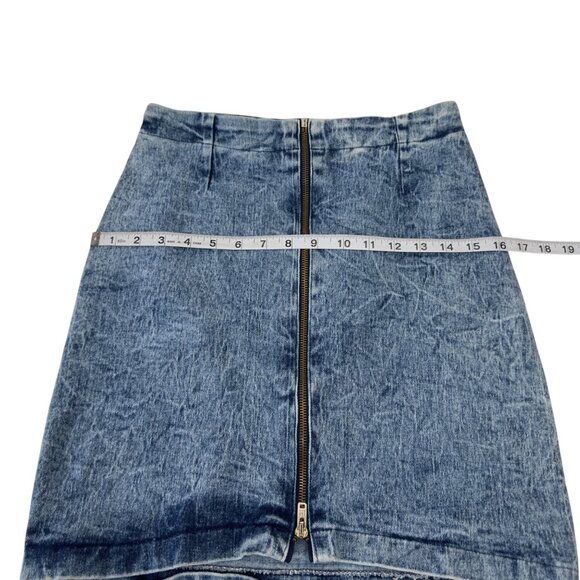 Vintage 80' Konnie o by kayo Acido Wash Denim Mini Skirt Front Zipper SZ 11/12 - Picture 7 of 11